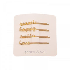 Set of 4 word hair slides