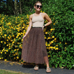 Tulle leopard print Skirt with gold waistband - one size