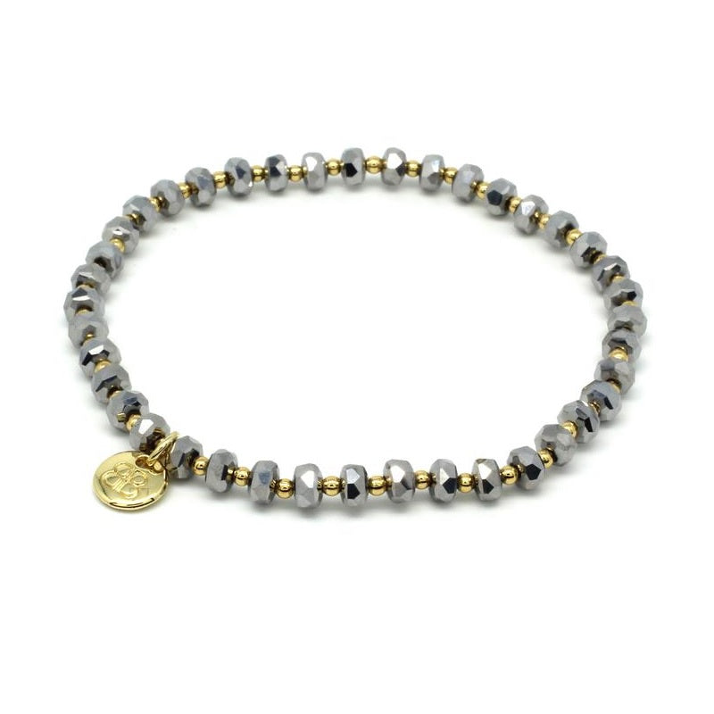 Slate & Gold Crystal Stretch bracelet