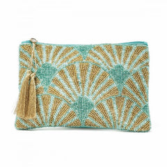 Beaded Aqua & Gold Clutch