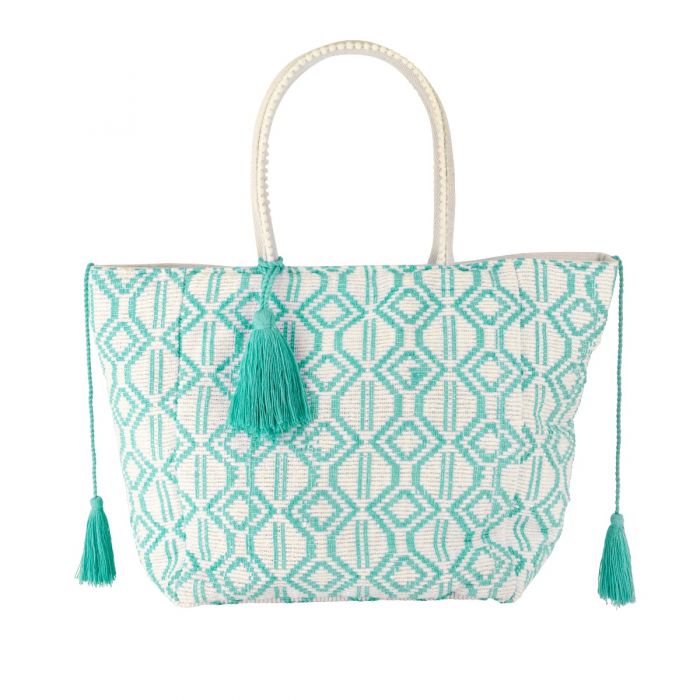 Mint & cream woven bag