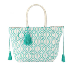 Mint & cream woven bag