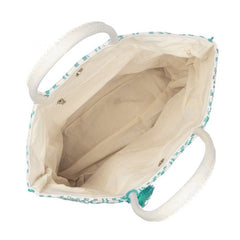 Mint & cream woven bag