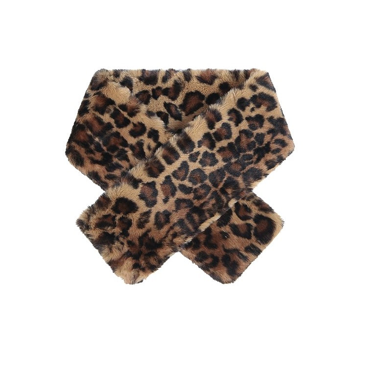 Natural Leopard Print faux fur collar