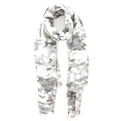 Light Grey & Silver Metallic Camo Print scarf