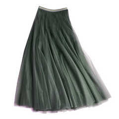 Tulle Olive Skirt with gold waistband - one size