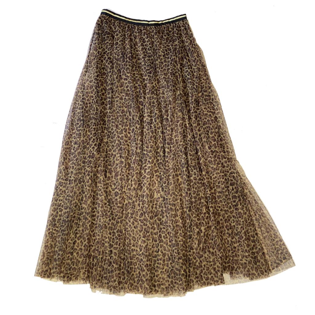 Tulle leopard print Skirt with gold waistband - one size