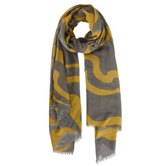 Dark Grey scarf with mustard stripe scarf