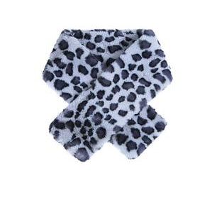 Mid Grey Leopard Print faux fur collar