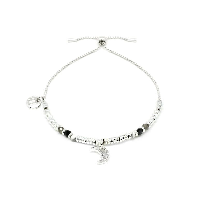 Silver crescent moon friendship bracelet
