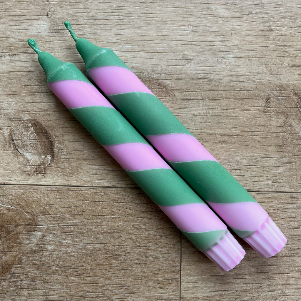 Neon Green/Pink Helter Skelter Candle