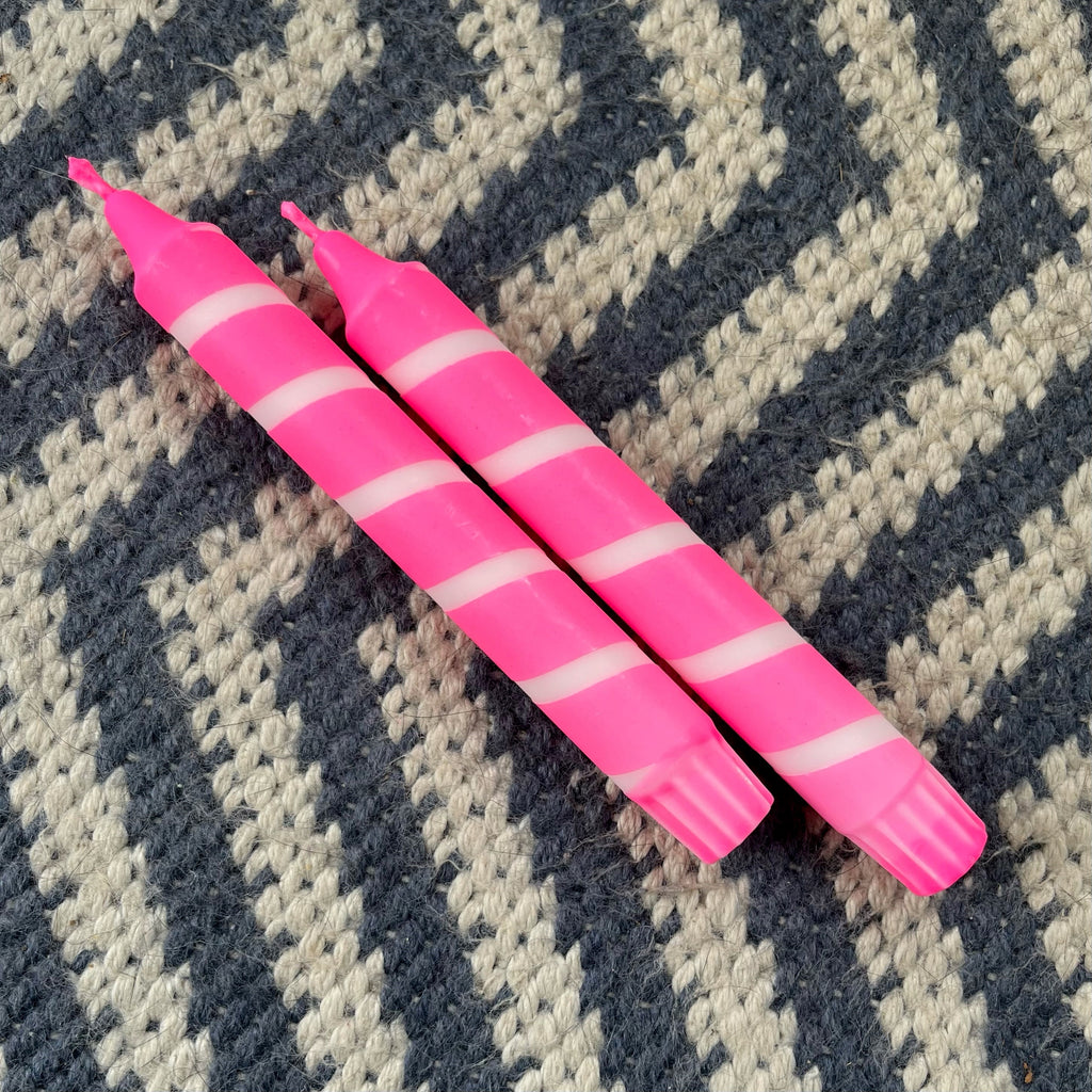 Neon Pink Corkscrew Candle