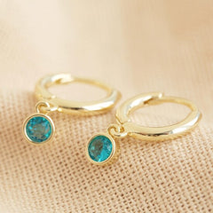 Aquamarine gold huggies