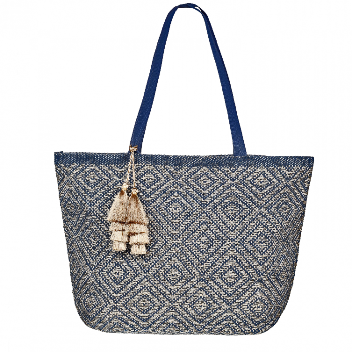 Gold & Navy Diamond tote