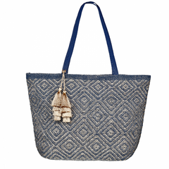 Gold & Navy Diamond tote