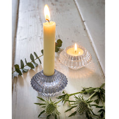 Smokey grey glass 2 way candle holder