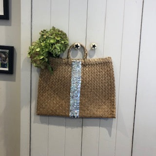 Silver stripe shopper basket