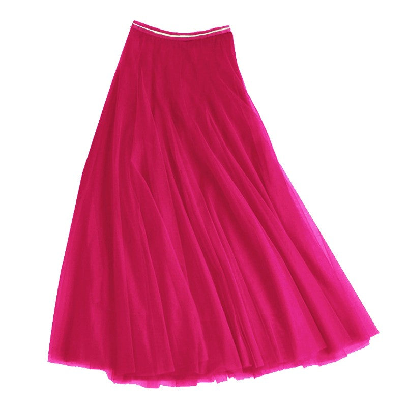 Tulle Hot Pink Skirt with gold waistband - one size