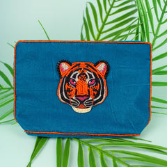 Ocean blue Tiger Velvet Coin purse